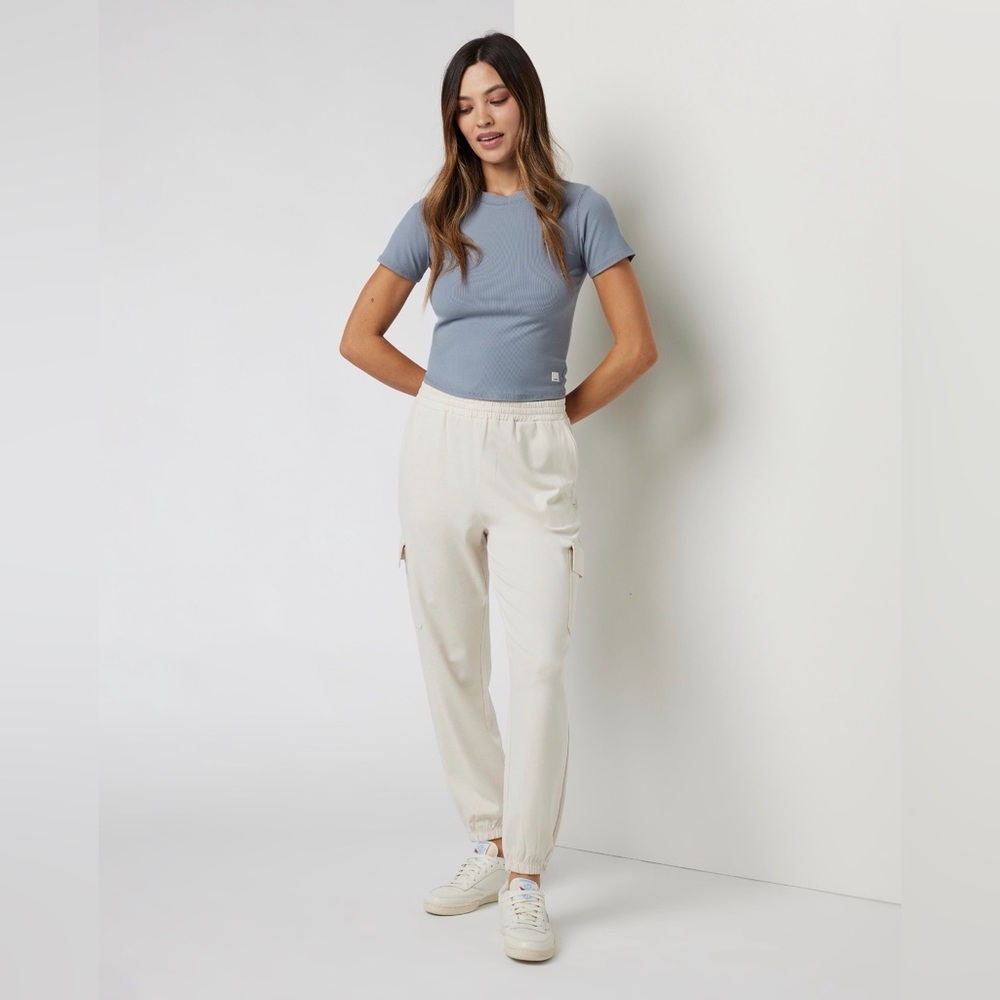 Vuori bone/beige cargo boyfriend joggers small - Picture 2 of 3